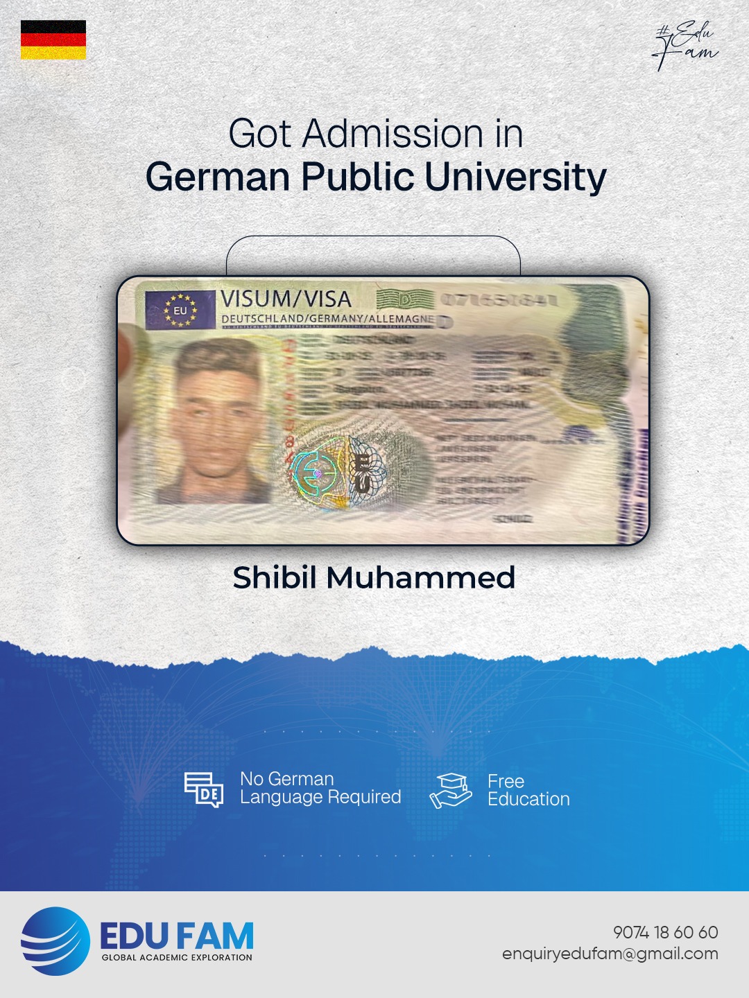 Visa success of Shibil Muhammed